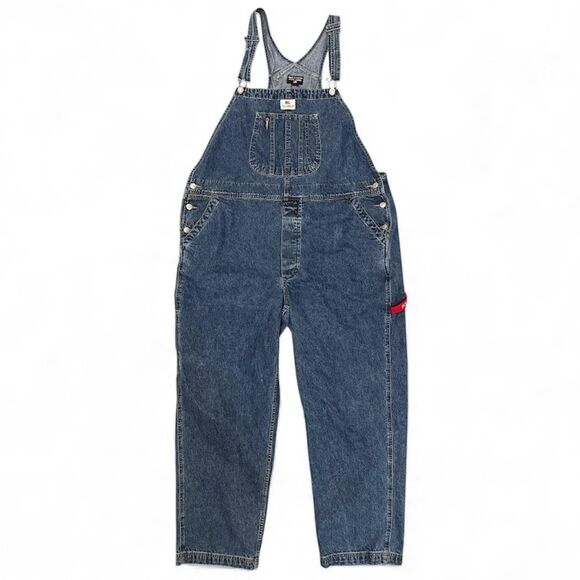 Vintage Polo Jeans Co Bib Overalls Ralph Lauren Mens XL Denim Carpenter 90s Y2K - Picture 1 of 11